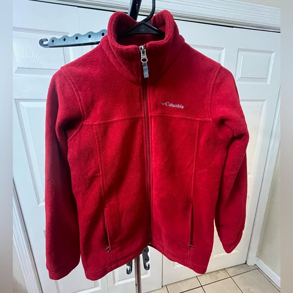 Columbia Red Fleece Jacket Full Zip High Collar